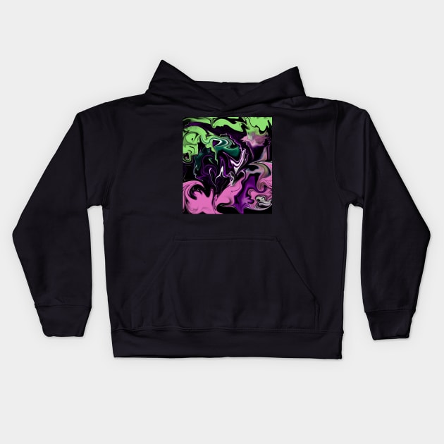 Abstract pink & green flames Kids Hoodie by v_art9